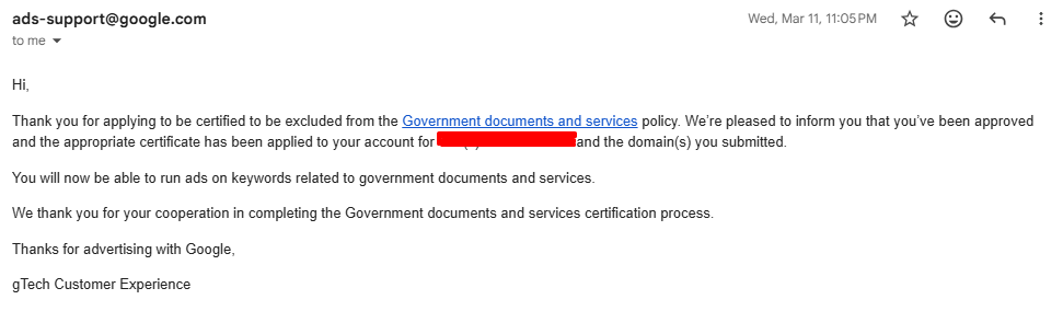Google ads for Visa Services